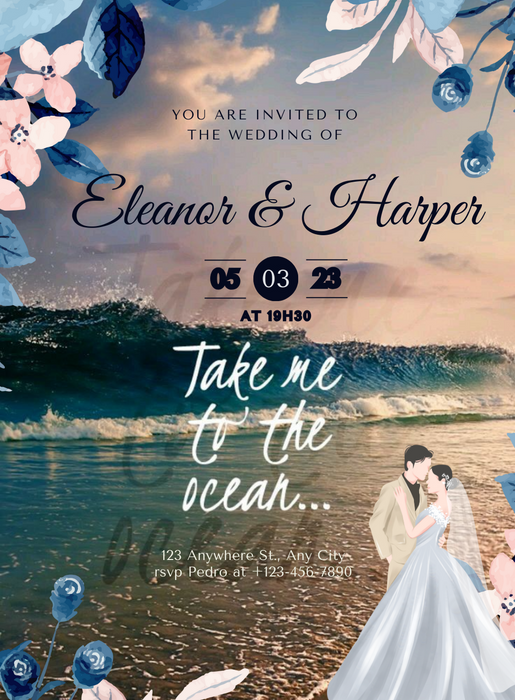 Blue Waves Destination Theme Invitations-AADTI018