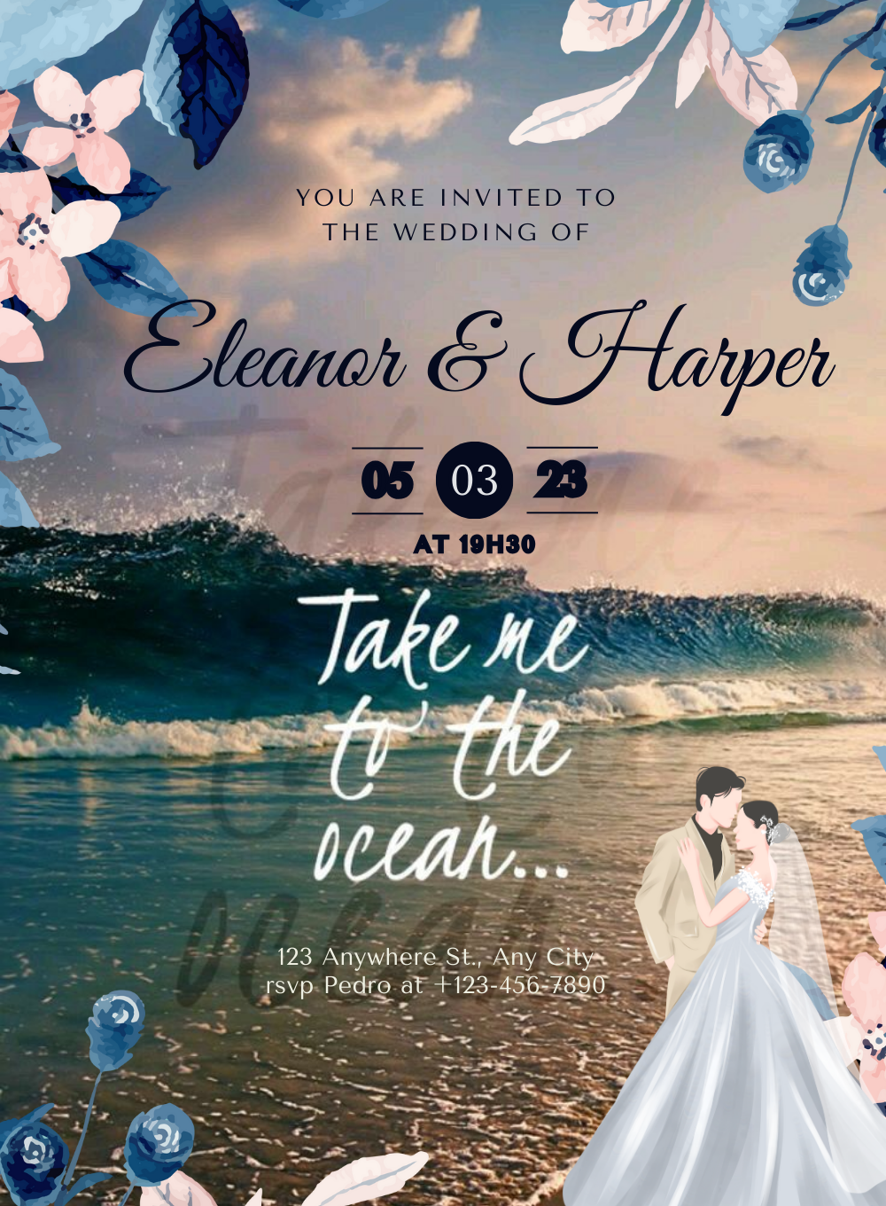 Blue Waves Destination Theme Invitations-AADTI018