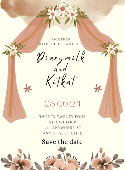 Blush Curtains Save The Date Invitation-King of Cards