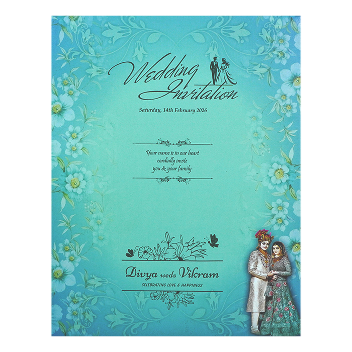 Green Bride And Groom Wedding Card-KNKJ1105-King of Cards