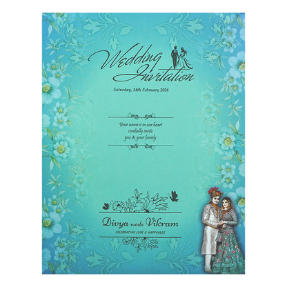 Green Bride And Groom Wedding Card-KNKJ1105-King of Cards