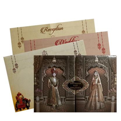 Brown Padded Embossed Invitation Card-King of Cards