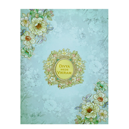 Sky Blue Floral Wedding Card-King of Cards