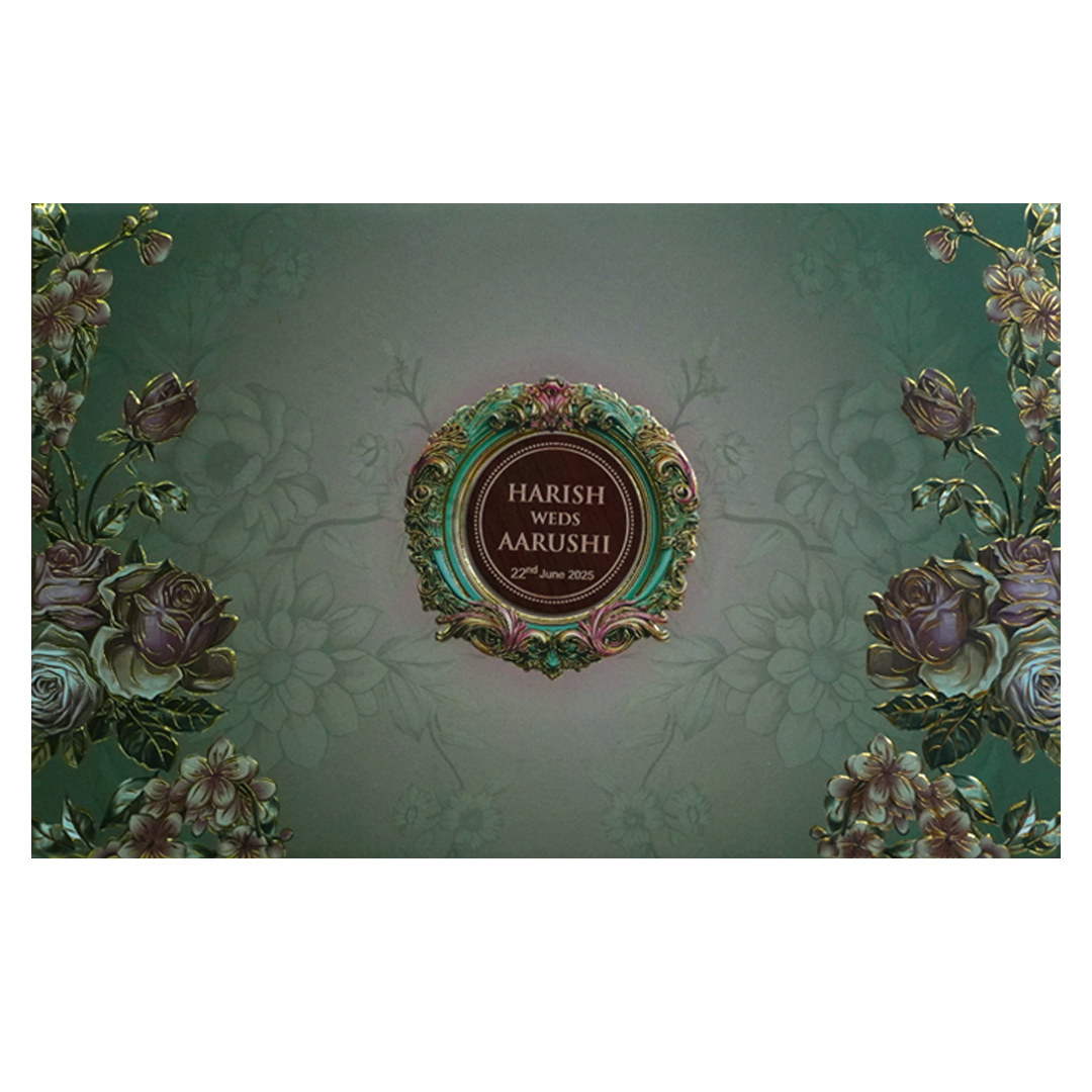Water Green Royal Wedding Card-KVN07250