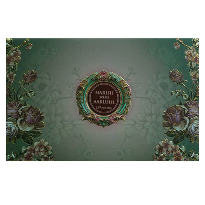 Water Green Royal Wedding Card-KVN07250