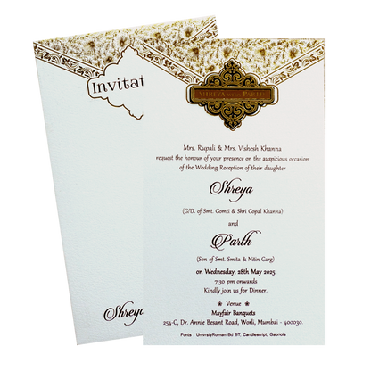 Ivory White Single Sheet Invitation-KRCS7112