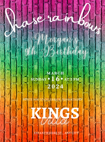 Brick Wall Rainbow Invitation-AARNB006
