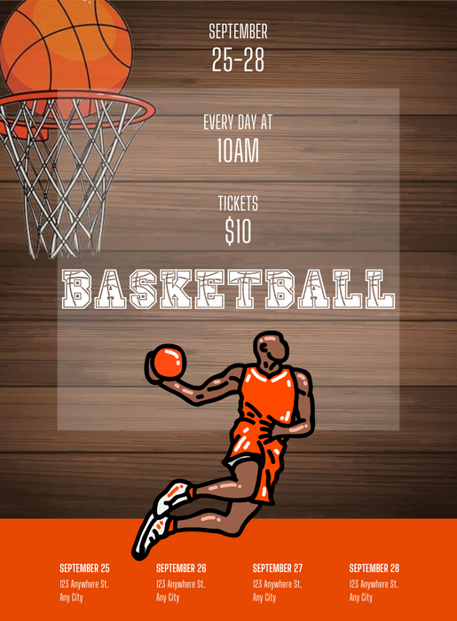 Brown Basket basketball Invitation-AABET003