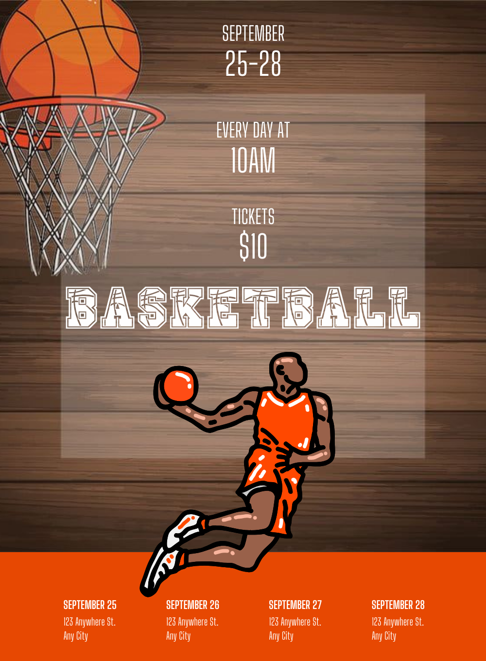 Brown Basket basketball Invitation-AABET003