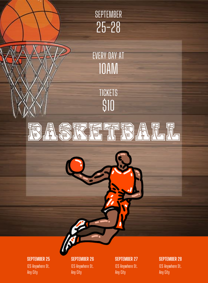 Brown Basket basketball Invitation-AABET003
