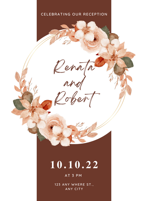Brown Blooms Reception Party Invitations-AARPI033