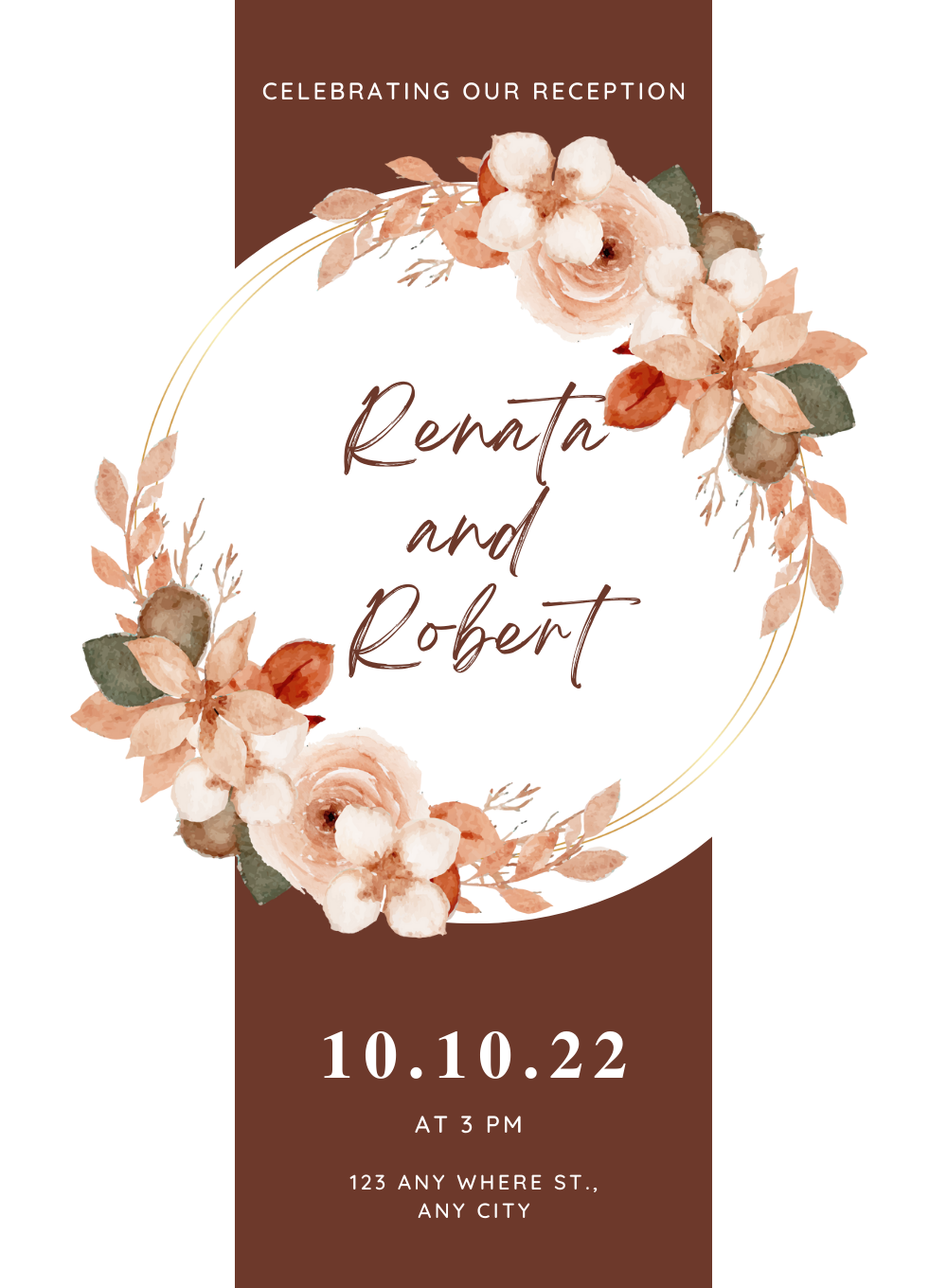 Brown Blooms Reception Party Invitations-AARPI033