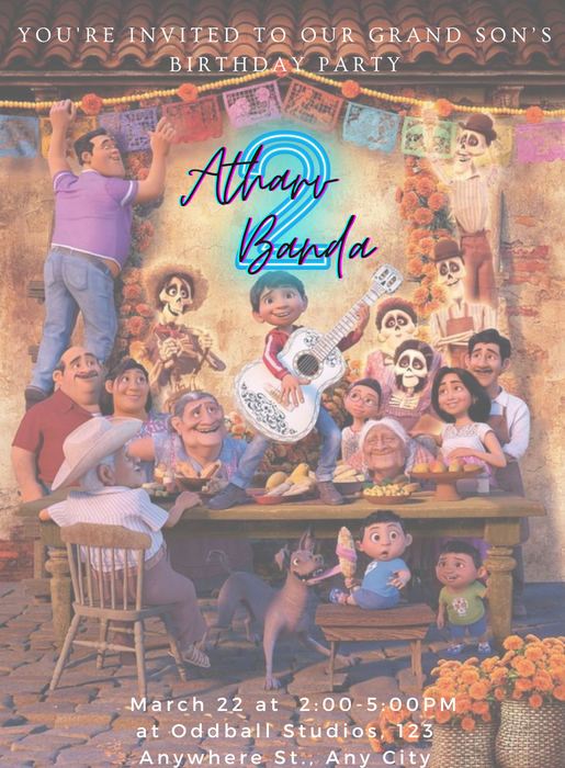 Brown Coco Popular Characters Invitation-AAPOP005
