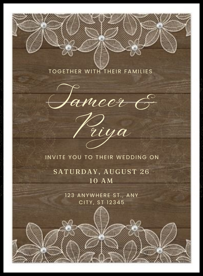 Brown Floral Hindu Wedding Invitation-AAHWI011