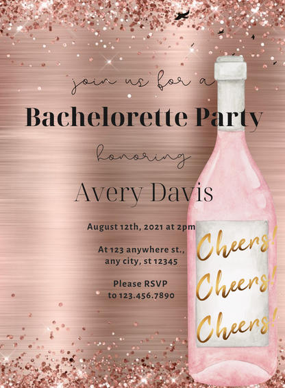 Brown Glitter Bachelorrette Party Invitation-AABCP018
