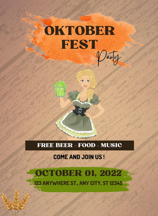 Brown Lady Oktoberfest Invitation-AAOKT010