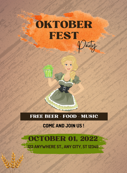 Brown Lady Oktoberfest Invitation-AAOKT010