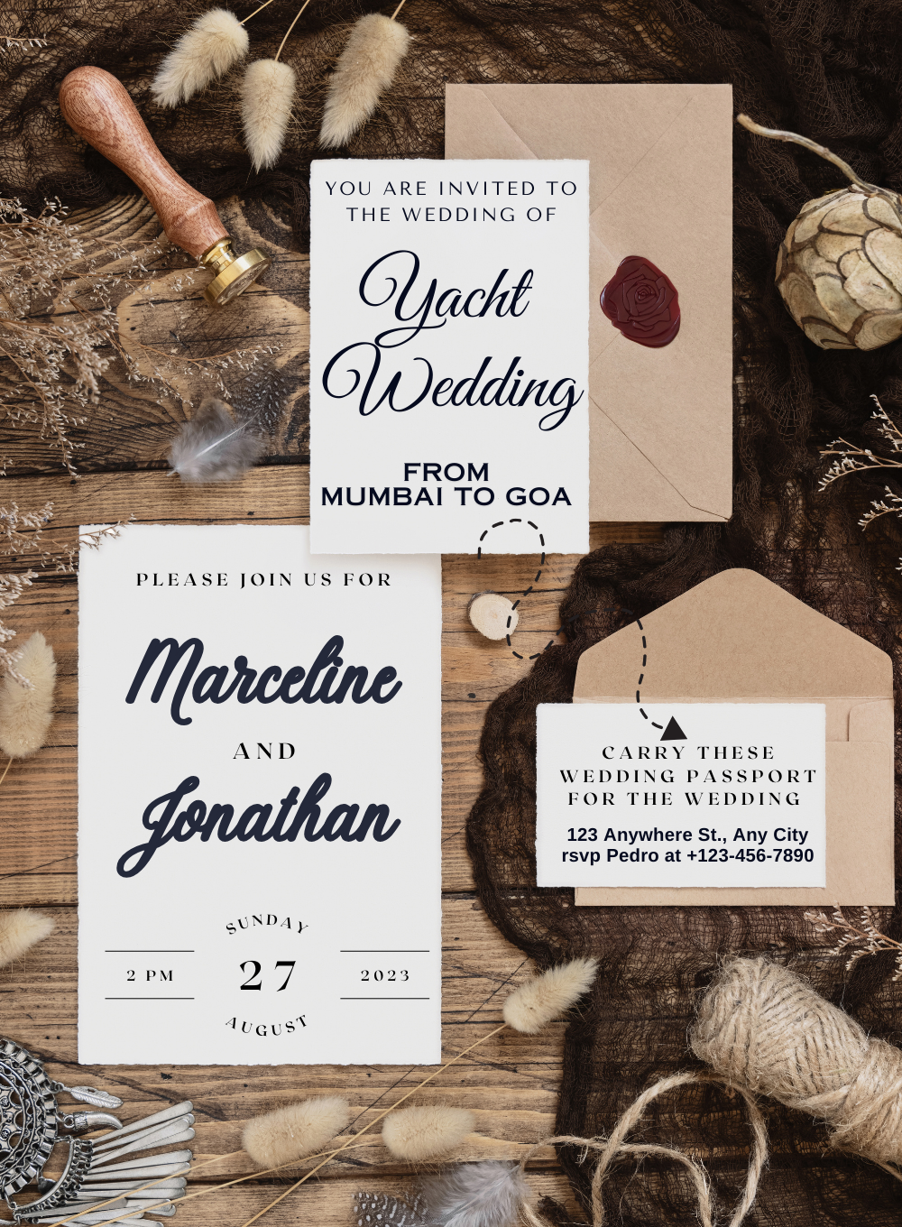 Brown Letter Destination Theme Invitations-AADTI014