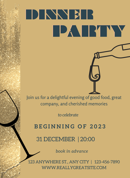 Brown Pour Dinner Party Invitation-AADNI023