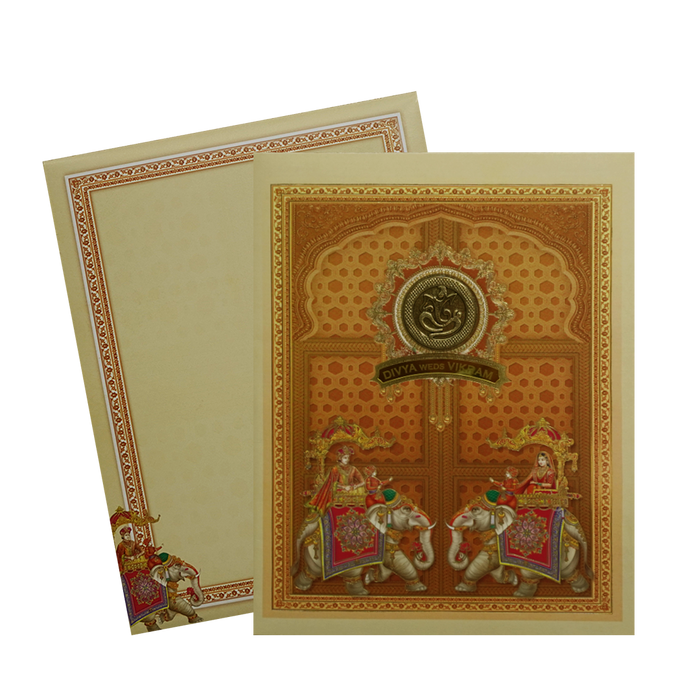 Light Yellow Elephant Wedding Card-King of Cards