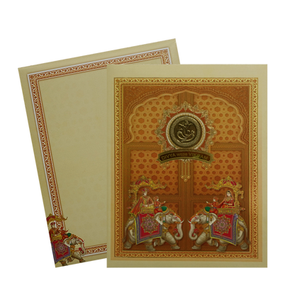 Light Yellow Elephant Wedding Card-King of Cards