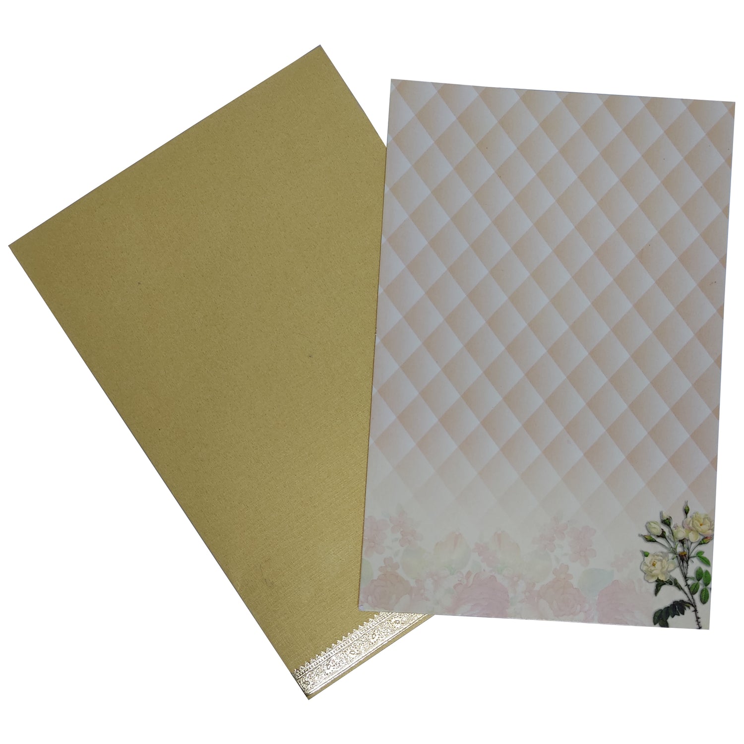 White Floral Single Sheet Invitation Card-KNS028GD