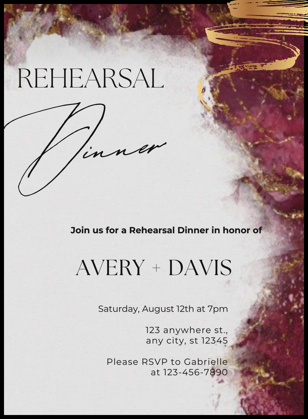 Burgundy Phrase Rehearsal Dinner Invitation-AARES007