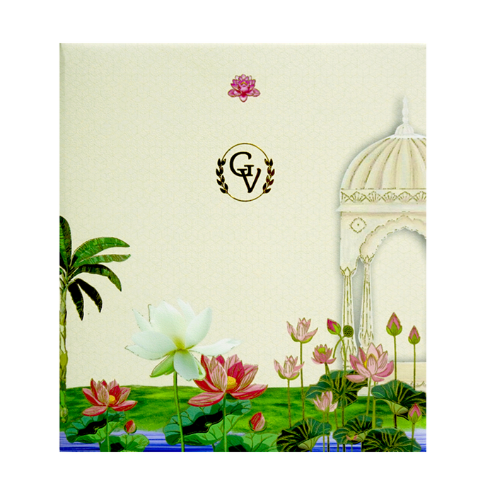 Cream Lotus Marriage Card-King of Cards