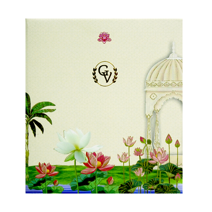 Cream Lotus Marriage Card-King of Cards