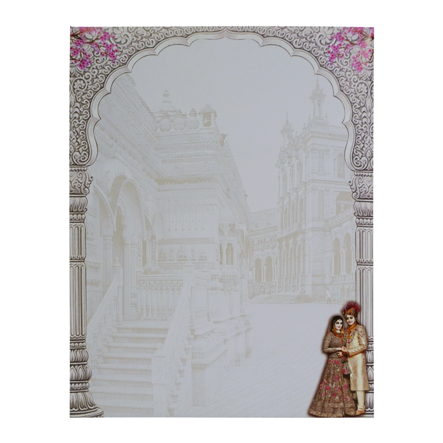 Lavender Floral Bride Groom Wedding Card-KNKJ1131