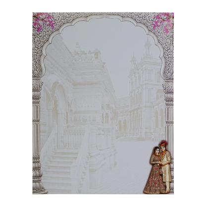 Lavender Floral Bride Groom Wedding Card-KNKJ1131