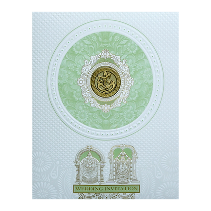 White Balaji Padmavthi Green Floral Wedding Card-King of Cards