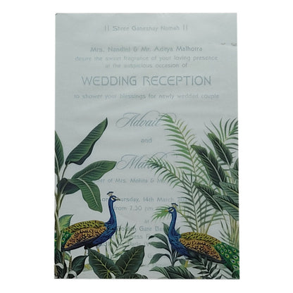 Green Peacock Tracing Sheet Invitation Card-King of Cards