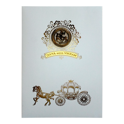 White Marriage Invitation Card-KNKTW036