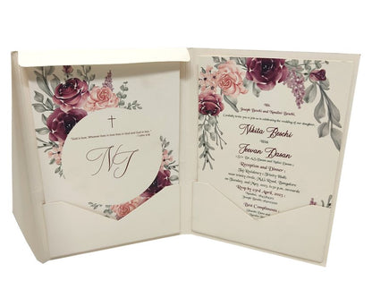 Cream Exclusive Floral Invitation Card With Wedding Logo-KNKYP005-King of Cards