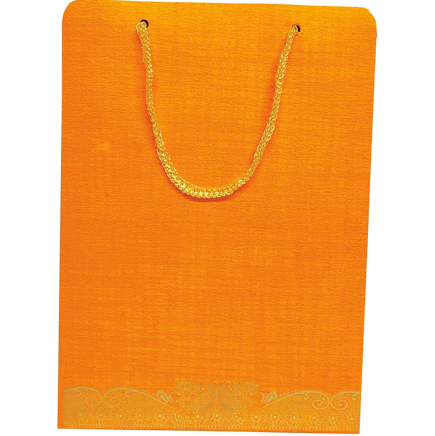 Orange Metallic Embossed Ganesha Trunk Invitation-KNCA202O