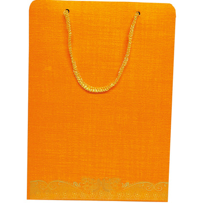 Orange Metallic Embossed Ganesha Trunk Invitation-KNCA202O