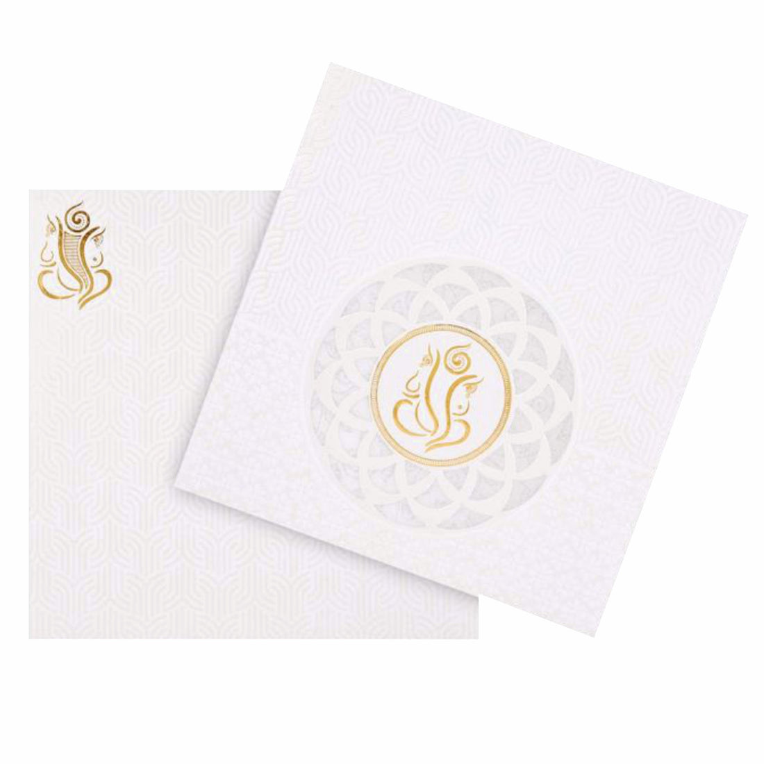 Dazzling Cut Design With Ganesha Theme Wedding Card - KNK30521