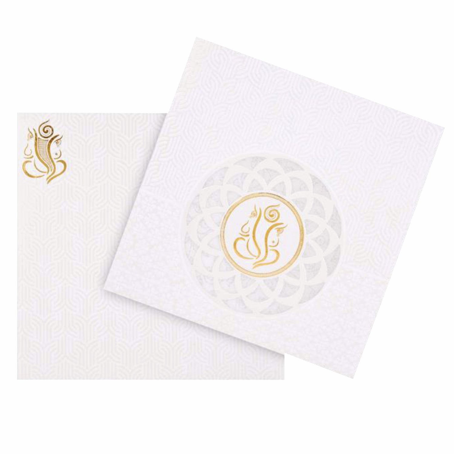 Dazzling Cut Design With Ganesha Theme Wedding Card - KNK30521