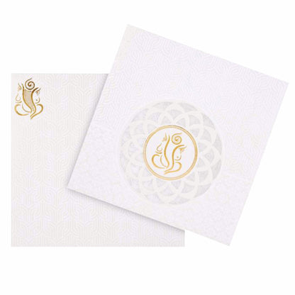 Dazzling Cut Design With Ganesha Theme Wedding Card - KNK30521