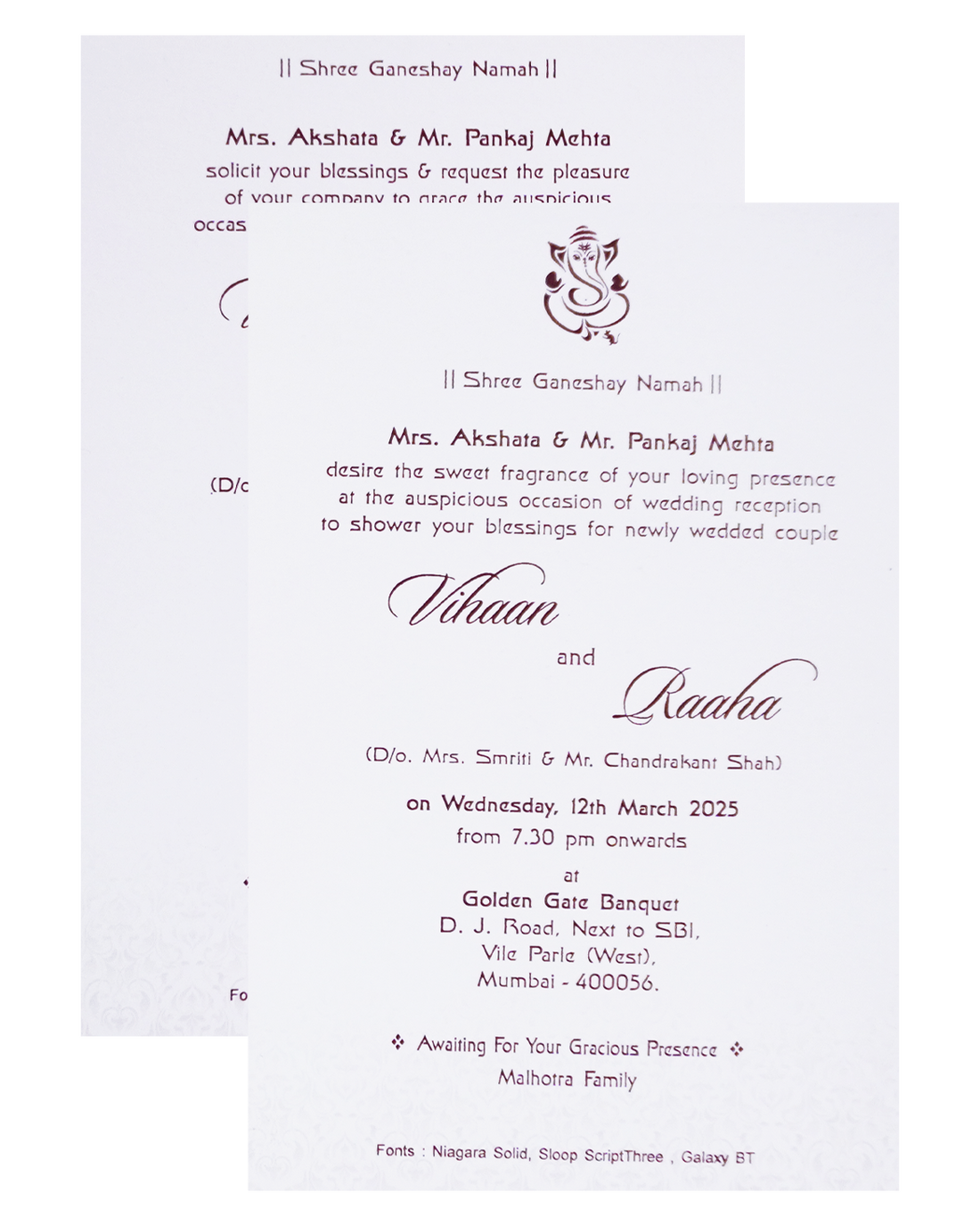 Crepe Pink Padded Wedding Card-King of Cards