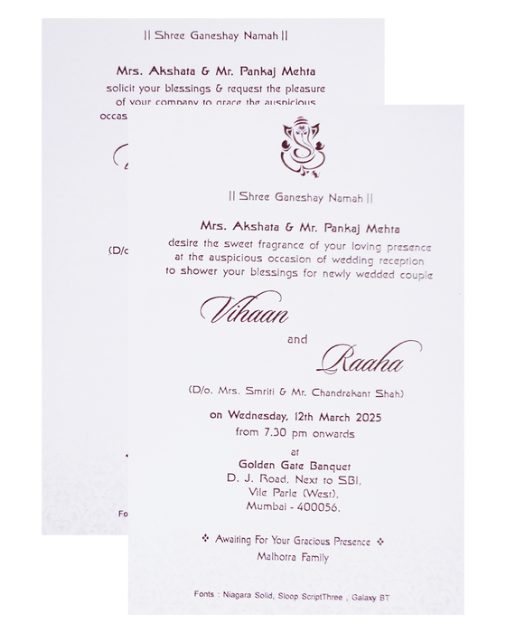 Crepe Pink Padded Wedding Card-King of Cards