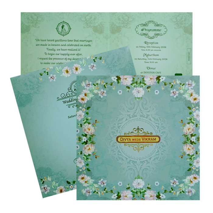 Berry Blue Floral Offset With Name Plate-KNKBY5407-King of Cards