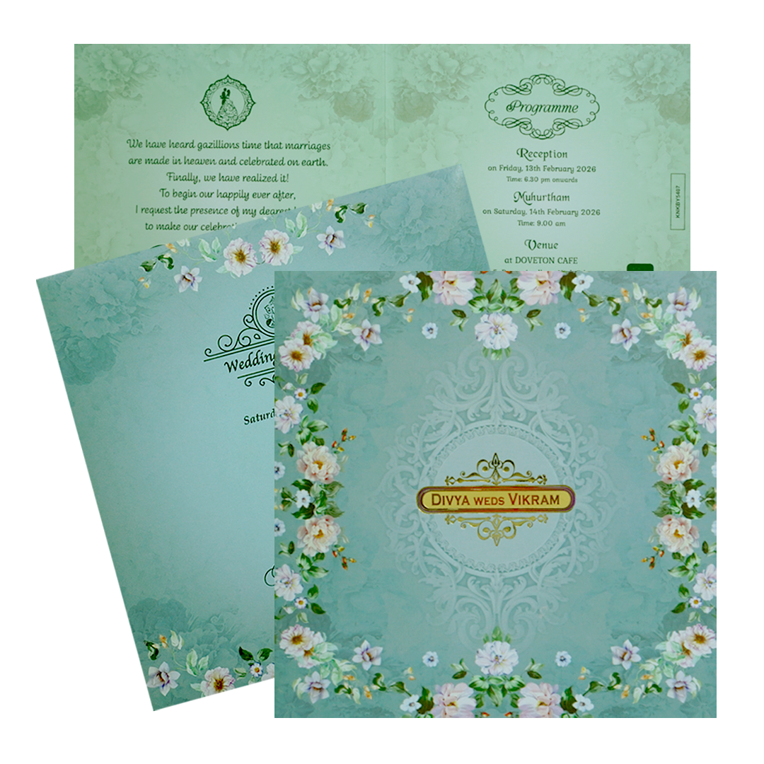 Berry Blue Floral Offset With Name Plate-KNKBY5407-King of Cards