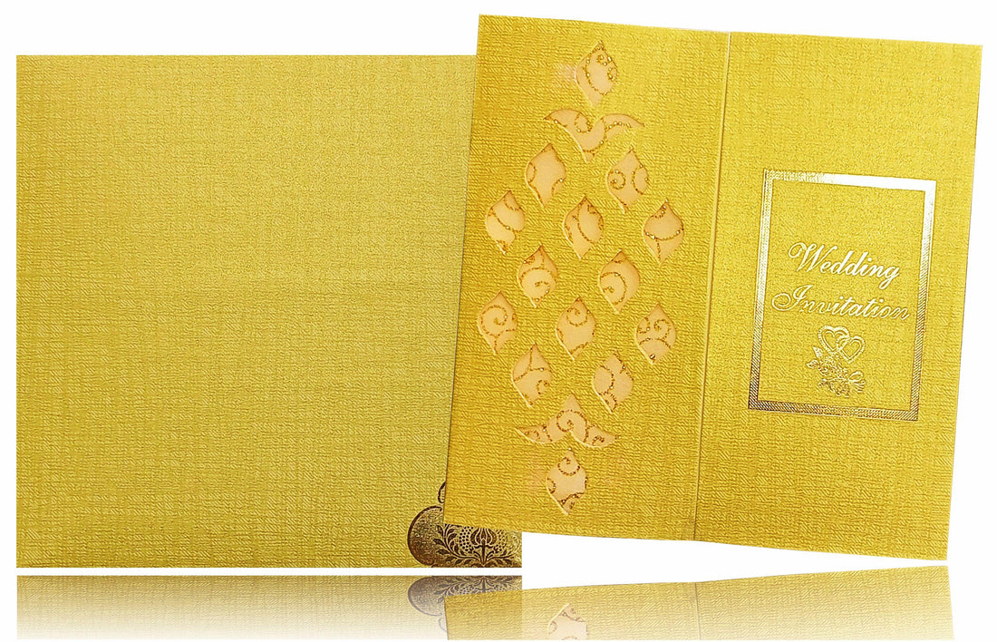 Brown Gold Die Cut Invitation Card With Sandal Wolly-KNK4342NI