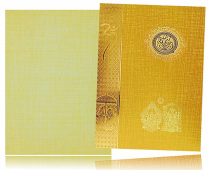Gold Classic Paper Print Wedding Cards With Bride And Groom-KNCP817N-King of Cards