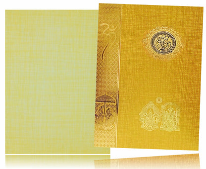 Gold Classic Paper Print Wedding Cards With Bride And Groom-KNCP817N