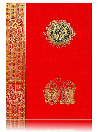 Red Classic Paper Print Balaji And Padmavathi Wedding Cards-KNCP817R