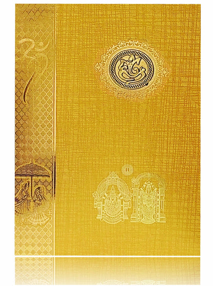 Gold Classic Paper Print Wedding Cards With Bride And Groom-KNCP817N
