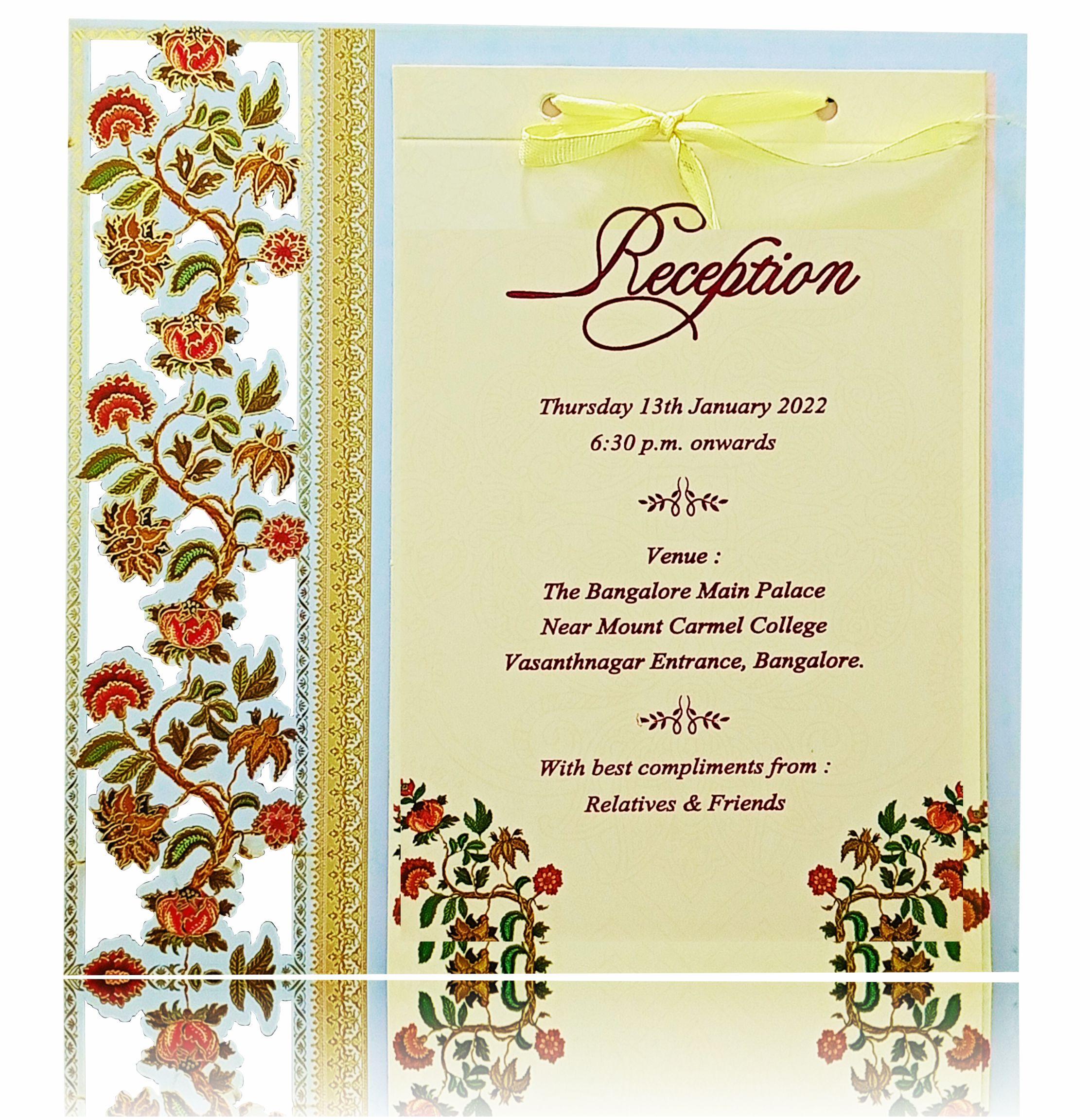 Pretty Red Flower Design Sky Blue Invitation Card - KNKA8053